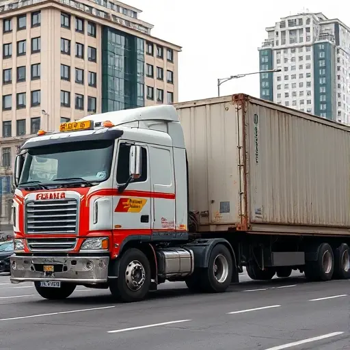 A large tow truck specialized for heavy trucks in Moscow, pulling a disabled cargo truck on a busy city street with recognizable Moscow architecture, illustrating the truck's inability to move on its own, realistic perspective, no text or signage.