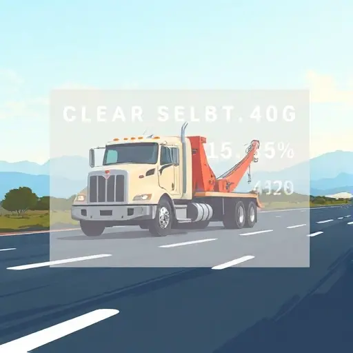 A tow truck on a road with a transparent overlay showing a price breakdown, no text or digits, depicting transparency in pricing, no middleman, clear and simple composition