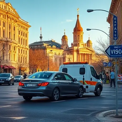 A scene in Moscow showing a car being towed by a service vehicle on a city street, with recognizable Moscow architecture in the background. The lighting reflects a specific time of day (e.g., early morning sunrise or evening dusk) to convey the time context, and subtle visual cues like a calendar page or street sign indicating a weekday without any readable text or numbers. The focus is on the evacuation process, the tow truck, and the urban environment.