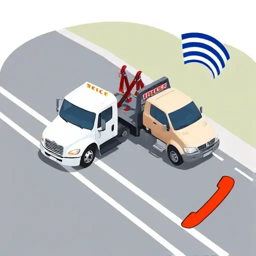 увезли машину на эвакуаторе куда звонить A tow truck pulling a car on a road, with a phone handset or a phone icon nearby to suggest calling for help, all depicted without any text or numbers, in a clear, realistic style