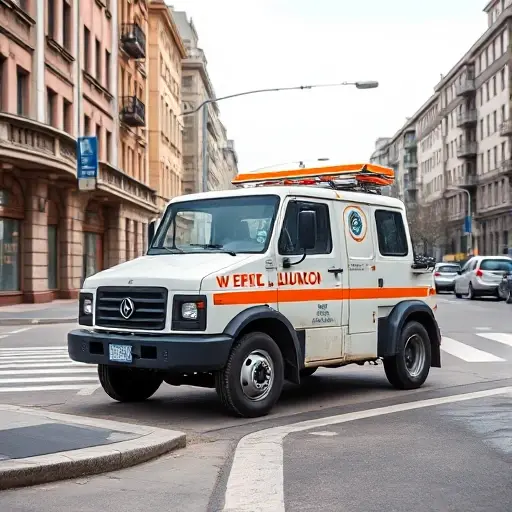 Эвакуатор на 3-й Железногорской улице: Полное руководство A realistic tow truck (evacuator) parked on the curb of 3rd Zheleznogorskaya Street, with the street lined by typical urban buildings, street lamps, and a few parked cars. The scene is captured in daylight, showing the truck's detailed features and the surrounding city environment, without any visible text, logos, or signage.
