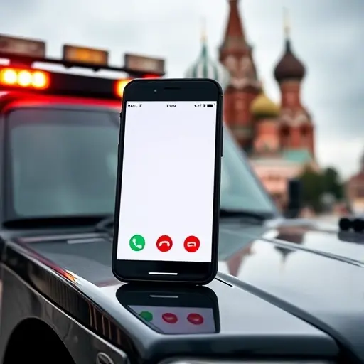 телефон эвакуатора машины москва A modern tow truck with its lights on, parked near a recognizable Moscow landmark such as the Saint Basil's Cathedral, with a smartphone placed on the truck's hood showing a generic call screen without any visible numbers or text, emphasizing the concept of a towing service phone in Moscow