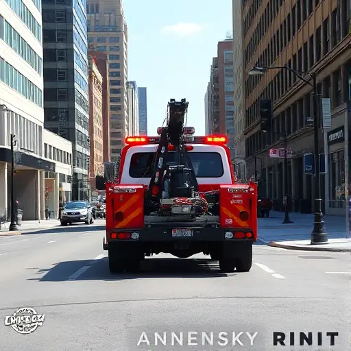 Эвакуатор на Анненском проезде: Полное руководство A realistic scene of a tow truck (evacuator) parked on a city street named Annensky Drive, with the truck's hook and lights visible, surrounded by typical urban buildings, sidewalks, and streetlights. The atmosphere is clear daytime, showing the vehicle in action or ready for a tow, without any text, logos, or signage on the truck or surroundings.